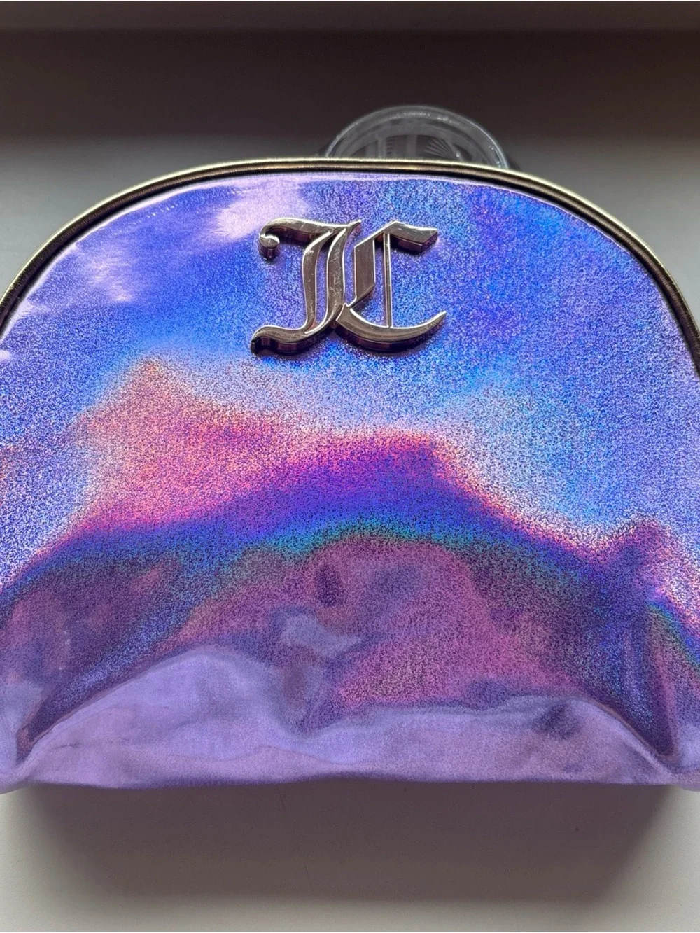 Juicy Couture Cosmetic Bag Purple/Gold Travel Makeup Toiletry Bag Top Zip Pouch